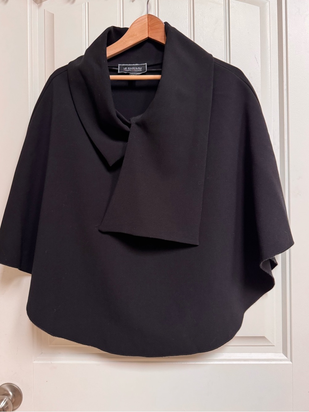 Vintage Le Chateau Black Collared Cape Blouse. Size S/M